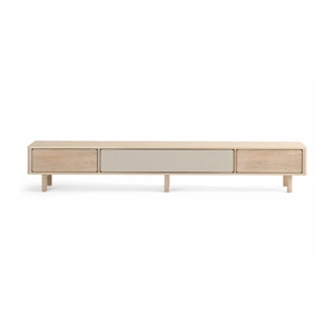 Ella HIFI TV-bord (ben skal tilkøbes) - Massiv eg - Beige stof klap - Mål: 237 x 24 x 32 cm. - Flere varianter